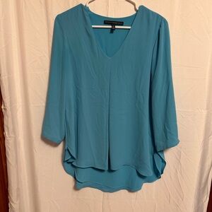 White House Black Market Teal V-Neck Blouse
